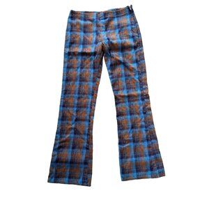 G.A.S. Y2K Blue Rust Plaid Stretch Flare Pants Girls 14 Fits Women XS